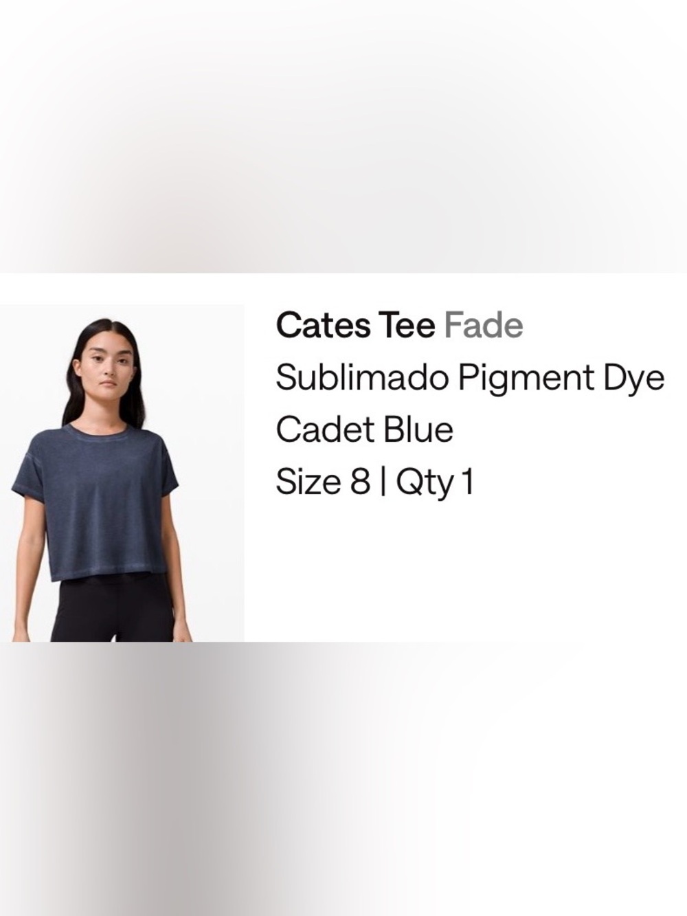 Lululemon Cates Tee Cropped *Fade Sublimado Pigment Dye Cadet Blue Size 8 - Picture 11 of 11